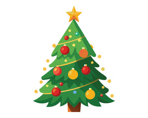 Christmas tree decorated with light vector merry christmas