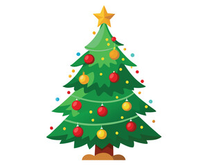 Christmas tree decorated with light vector merry christmas