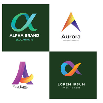alpha logo template collection. vector design. logo design template. creative alpha logo template design vector, abstract, vector. flat alpha logo templates set 