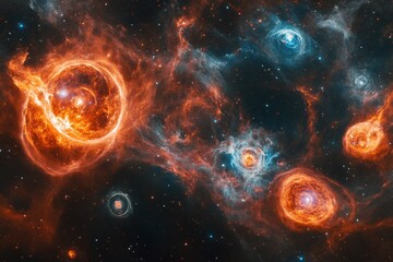 Obraz premium Cosmic Nebula with swirling clouds of gas and dust.