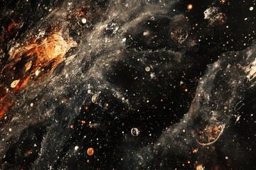 Cosmic nebula with swirling gas and stars.