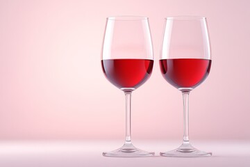 Two Glasses of Red Wine on Pink Background