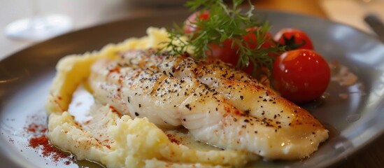 Culinary Delight Roasted Fish Fillet With Creamy Sides