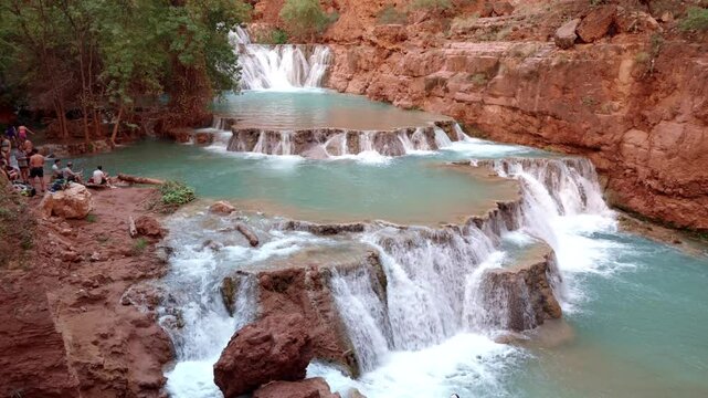 Beaver waterfall flowing in Havasupai Indian Reservation