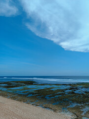 Beautiful view of the blue ocean at low tide