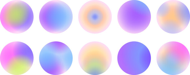 Gradient round highlights for stories. Collection circle neutral blur stickers, color patches, labels, badges
