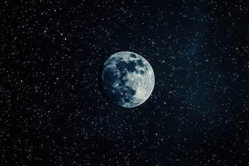 Full moon shining brightly in a night sky filled with stars.