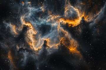 Nebulae in deep space with swirling gas and stars.