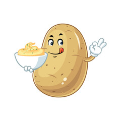 Cartoon Potato Character with Mashed Potatoes.