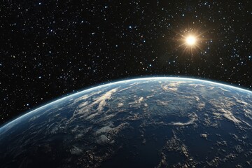 Fototapeta premium Sunrise over Earth from space. (8)
