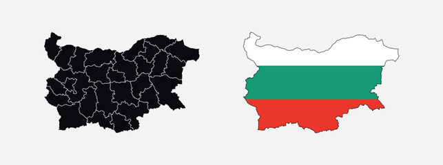 Bulgaria Map vector icon. Map of Bulgaria in Flag colors.