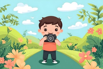 Flat Design World Photography Day Concept Background photo earth camera image poster technology nature day film international lens picture illustration photographer design vector