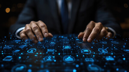 Compliance in Business Concept - Businessman with Computer