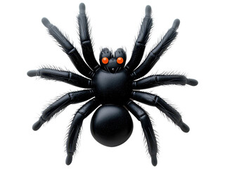 Fototapeta premium Black Spider with Red Eyes on a White Background