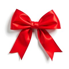 Fototapeta premium ribbon, bow, red, loop, tied, perfect, decoration, gift, festive, isolated, background, white, elegant, holiday, Christmas, wrapping, present, decorative, beautiful, glossy, shiny, festivebow, 