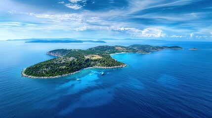 Serene Aerial View of Island in Blue Waters