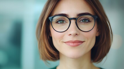 A Confident Female CEO Smiling Radiantly in Modern Office Setting Inspired by Innovation Culture. Women in Tech Concept