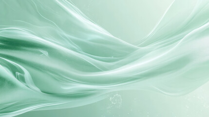 Obraz premium flowing mint green abstract design with smooth curves and soft, ethereal feel. image evokes sense of calm and tranquility, with its gentle waves and light texture