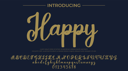 Happy Font Stylish brush painted an uppercase vector letters, alphabet, typeface