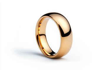 Elegant Gold Band Ring on White Background