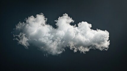 A single white cloud floating in the air, isolated on a black background, creating an abstract and foggy effect.

