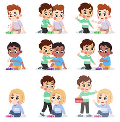 Boy Helping Friend Applying Wound Band Aid