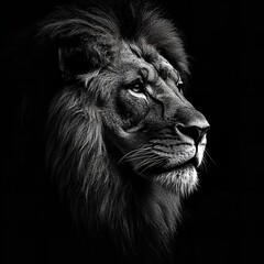 Lion looking in camera portrait powerfull eyes