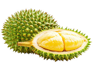 Obraz premium Fresh Durian with Spiky Exterior and Yellow Pulp