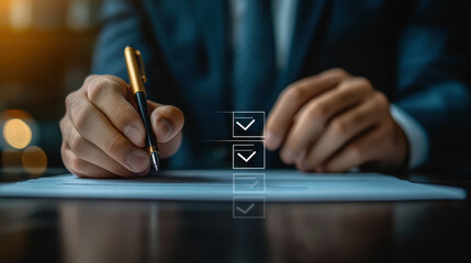 Entrepreneur Analyzing Financial Statements in Office