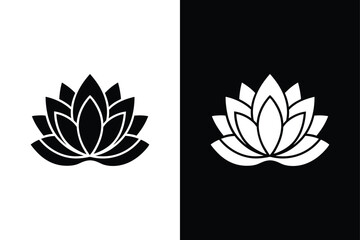 Black and White Lotus Flower Sign. Timeless Design for Projects