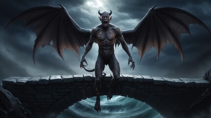 Sentinel of Decay: Gargoyle Statue Perched on Dilapidated Building, Evoking a Scene of Gothic Elegance and Haunting Mystery Amidst Urban Ruins