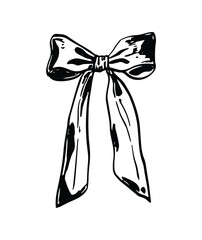 Hand drawn sketch of bow coquette vintage