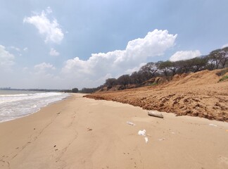 the texture of the muddy clay soil on the beach