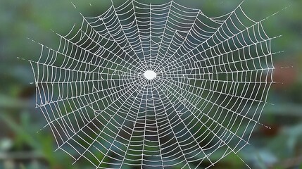 Obraz premium Intricate Spiderweb Nature s Geometry Dewdrops Macro Photography