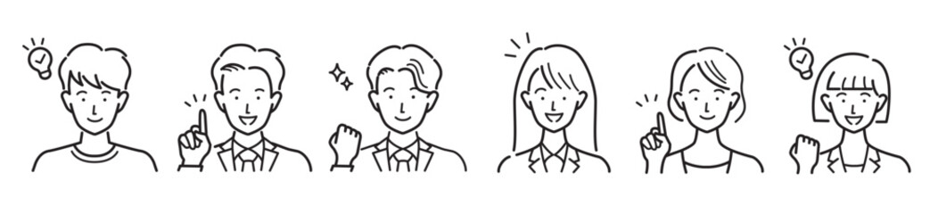 笑顔のビジネスパーソン アイデア 男性 女性