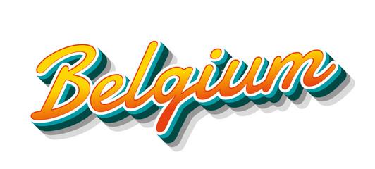 Belgium country name with three dimensional text effect in a transparent background