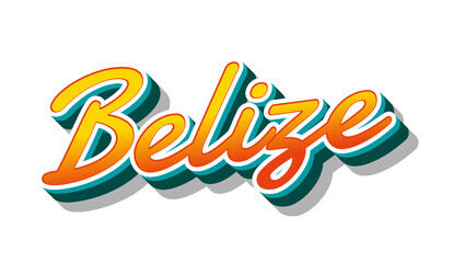 Belize country name with three dimensional text effect in a transparent background