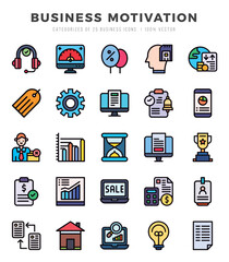 Set of Business Motivation icons. Vector Illustration.
