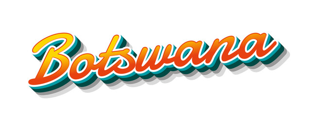 Botswana country name with three dimensional text effect in a transparent background