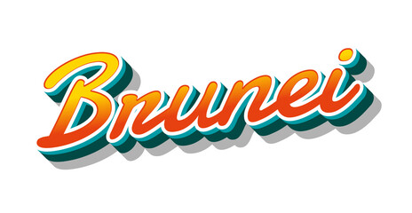Brunei country name with three dimensional text effect in a transparent background