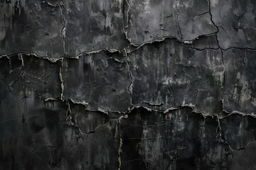 Obraz premium A textured, cracked black wall with an aged and weathered appearance.