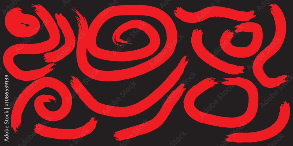 Wall mural wavy and swirled bold brush strokes seamless pattern. hand drawn vector geometric pattern with curve