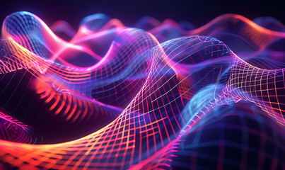 Fototapeta premium A glowing 3D spline design with vibrant neon curves forming an intricate web of futuristic elegance