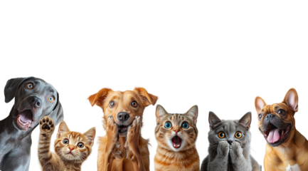 PNG, Cat, Dog + Emotion, created on the basis of artificial intelligence of Generative AI technology.