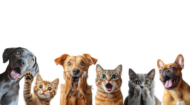 PNG, Cat, Dog + Emotion, created on the basis of artificial intelligence of Generative AI technology.