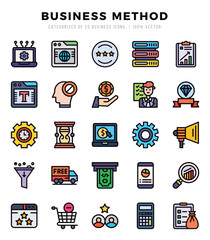 Set of Business Method icons in Lineal Color style. Lineal Color Icons symbol collection.