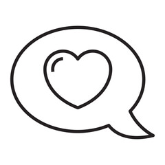 Love Heart in Speech Bubble line icon.