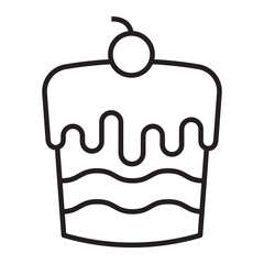 Cake with Cherry line icon.