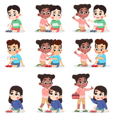 Girl Helping Friend Applying Wound Band Aid