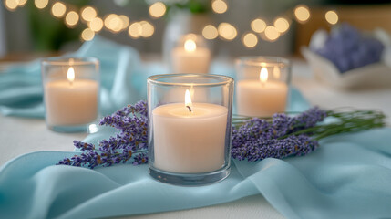  romantic setting featuring sprigs of lavender. AI generative.